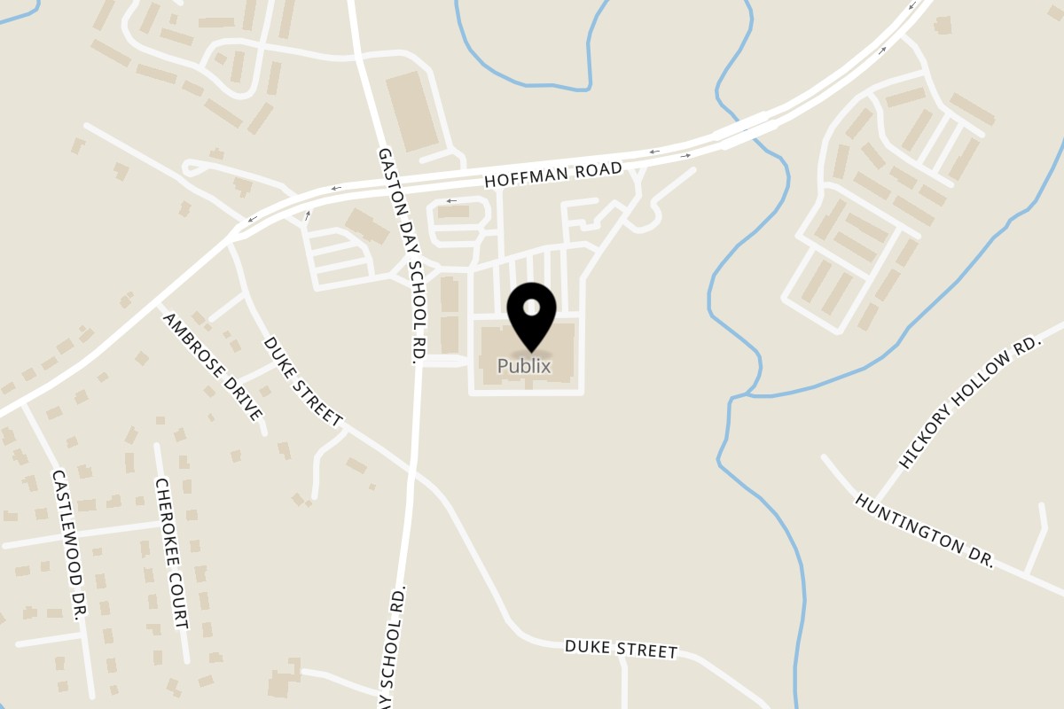 Map showing the location of Lotus Chophouse & Sushi Bar on 1941 Hoffman Rd #1 in Gastonia